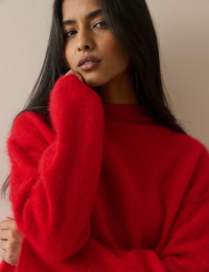 Red Brushed Wool Jumper