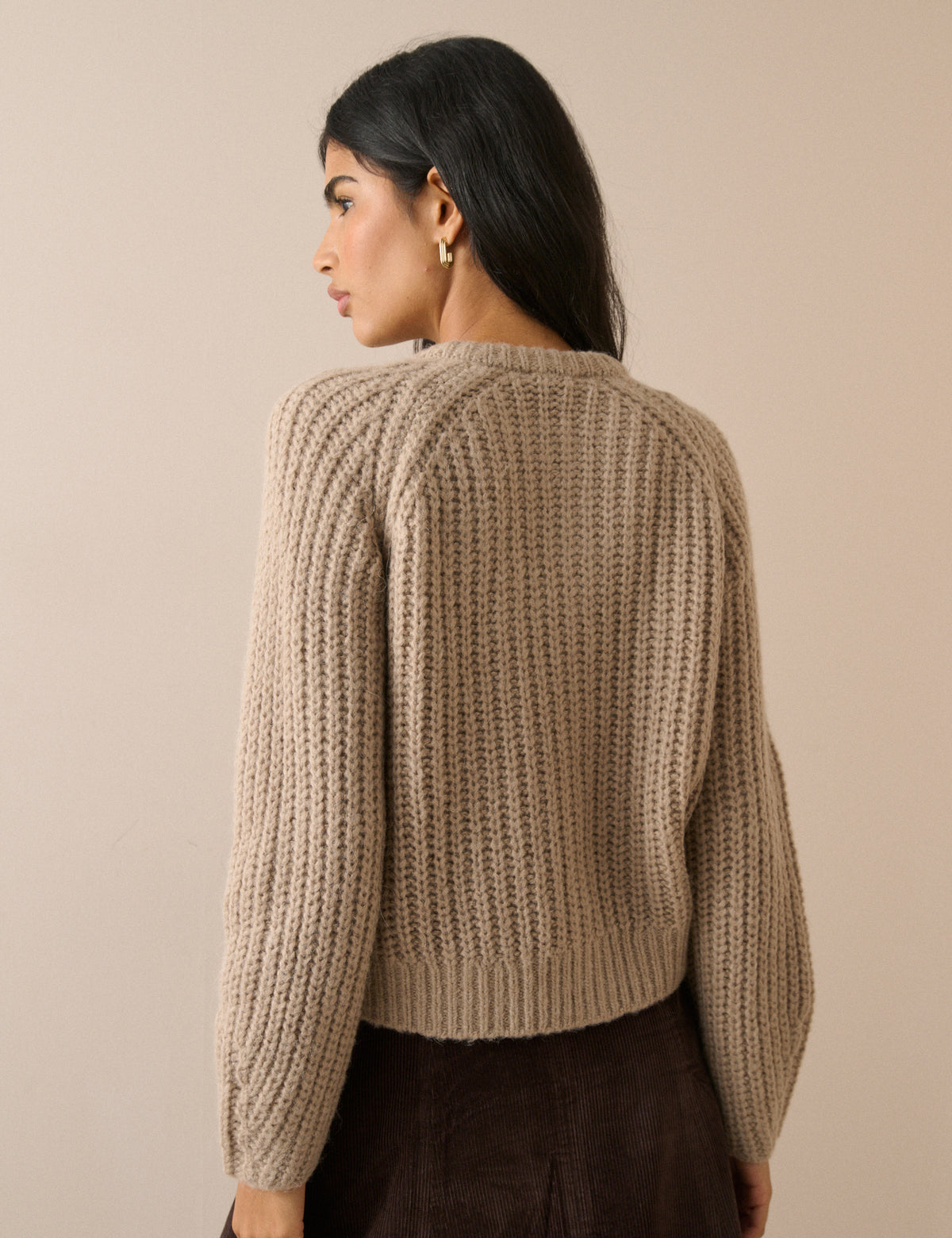 Beige Chunky Knitted Cardigan