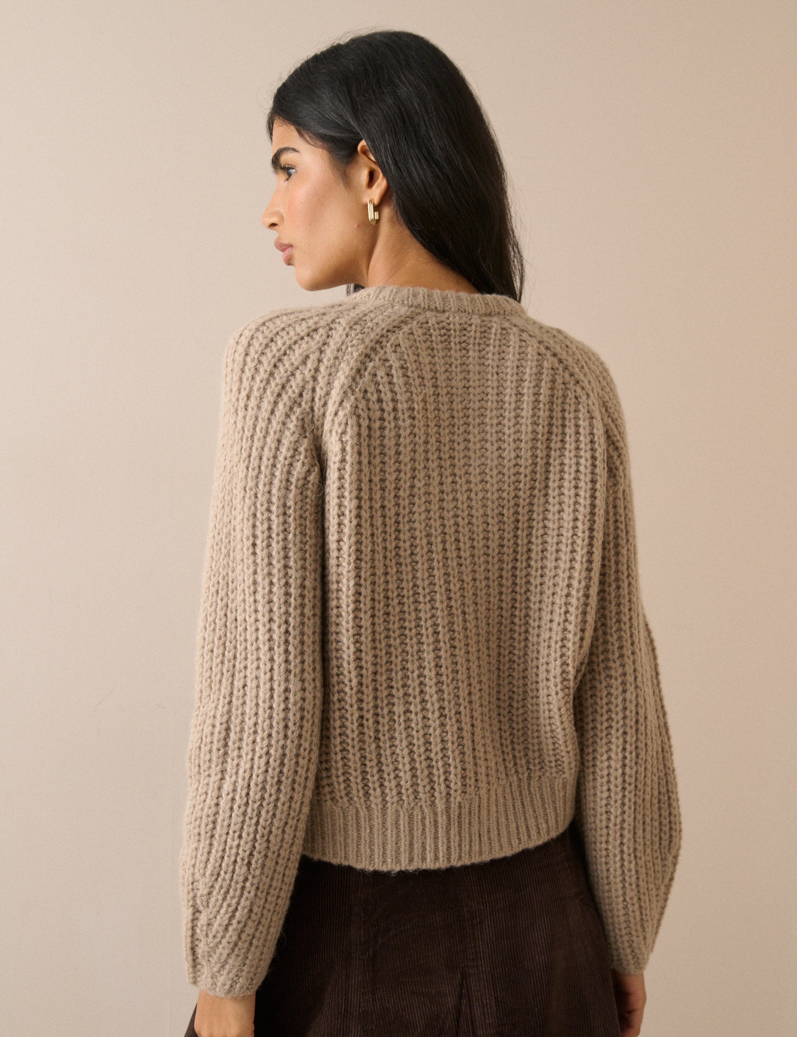Beige Chunky Knitted Cardigan