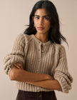 Beige Chunky Knitted Cardigan