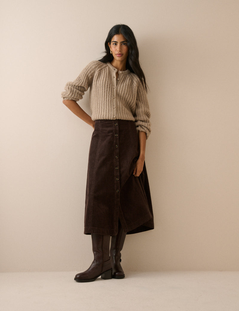 Beige Chunky Knitted Cardigan