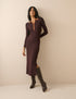 Chocolate Brown Contrast Polo Midi Dress