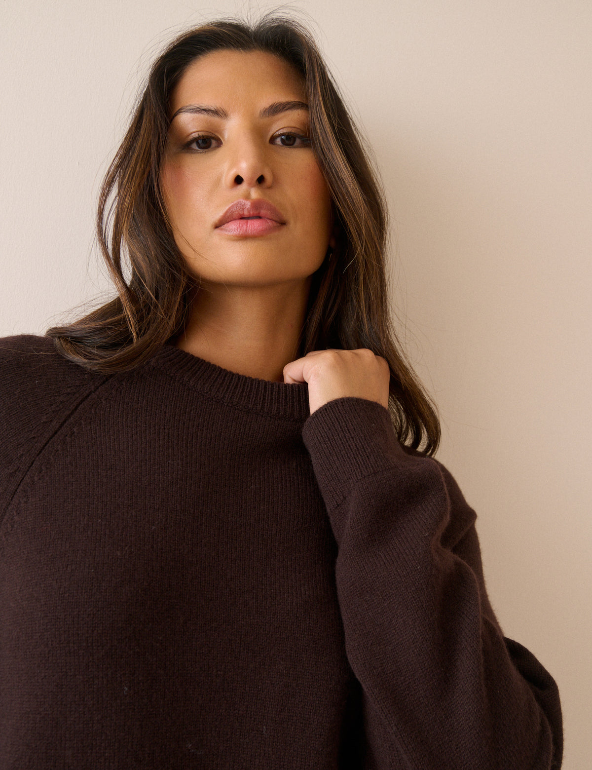 Brown Knitted Wool Mini Dress