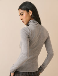 Grey Wool Blend Roll Neck Top