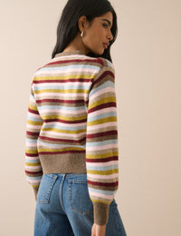 Multi-Coloured Neck Tie Cardigan