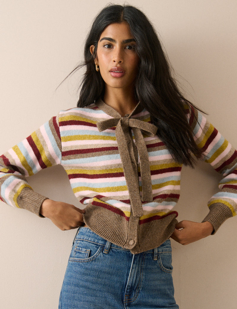 Multi-Coloured Neck Tie Cardigan