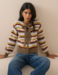 Multi-Coloured Neck Tie Cardigan