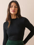 Black High Neck Frill Long Sleeve Top