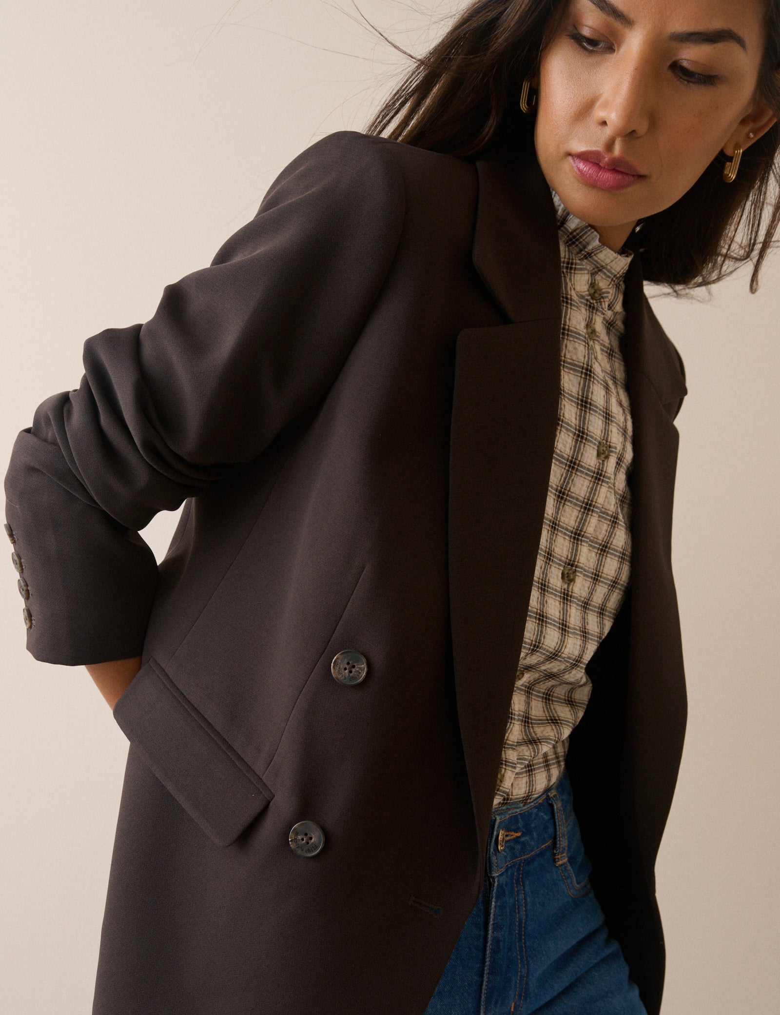 Brown Double Breasted Alicia Blazer