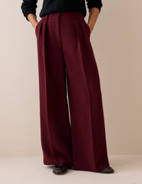 Burgundy High Waisted Rue Wide Leg Trousers