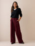 Burgundy High Waisted Rue Wide Leg Trousers