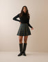 Green Tartan Pleated Mini Skirt