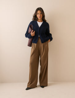 Brown tailored wide leg trousers