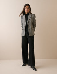 Grey Herringbone Cinched Blazer