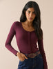 Burgundy Scoop Neck Pointelle Cardigan