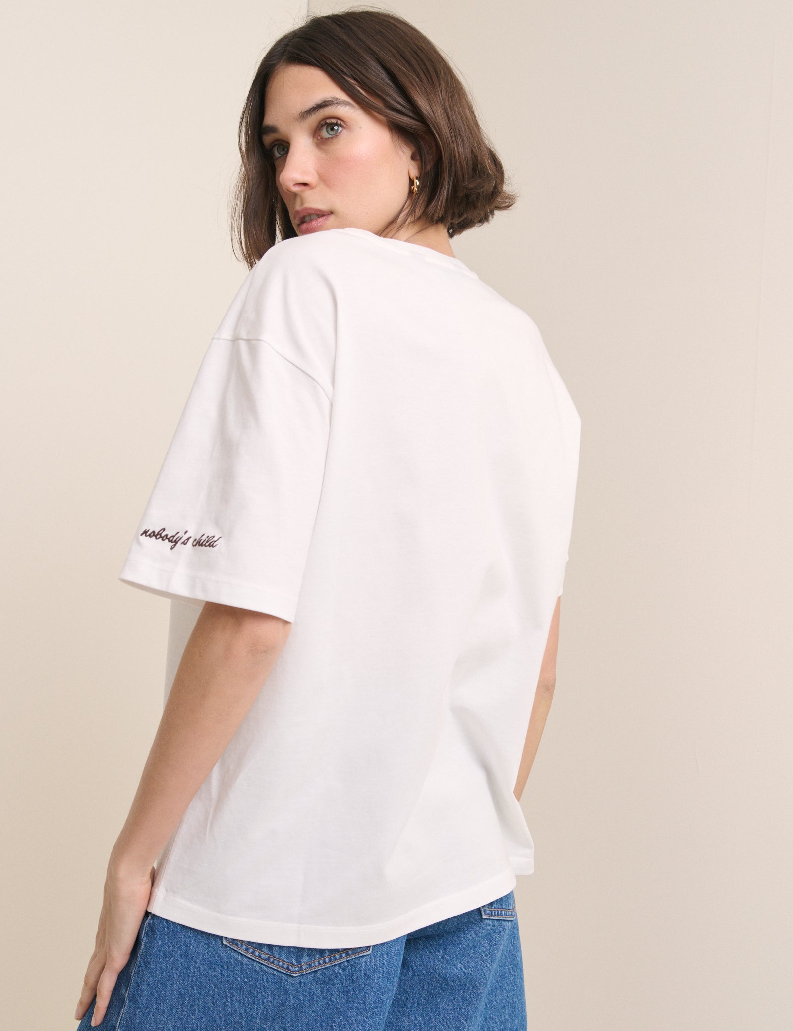 White Floral Graphic Oversized T-Shirt