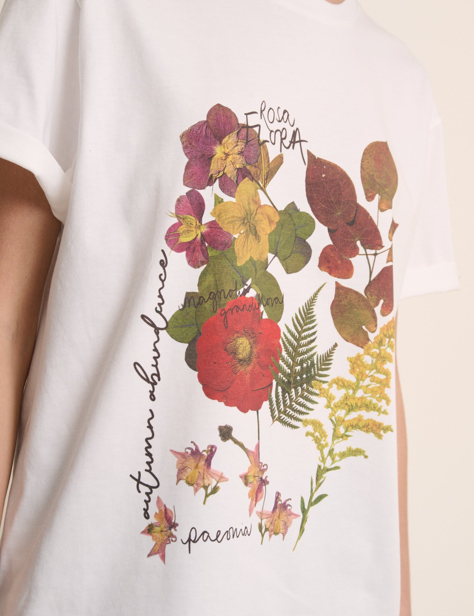 White Floral Graphic Oversized T-Shirt