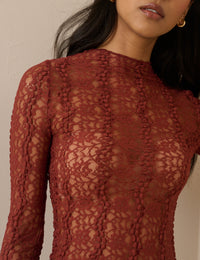 Ginger Grown On Neck Lace Top