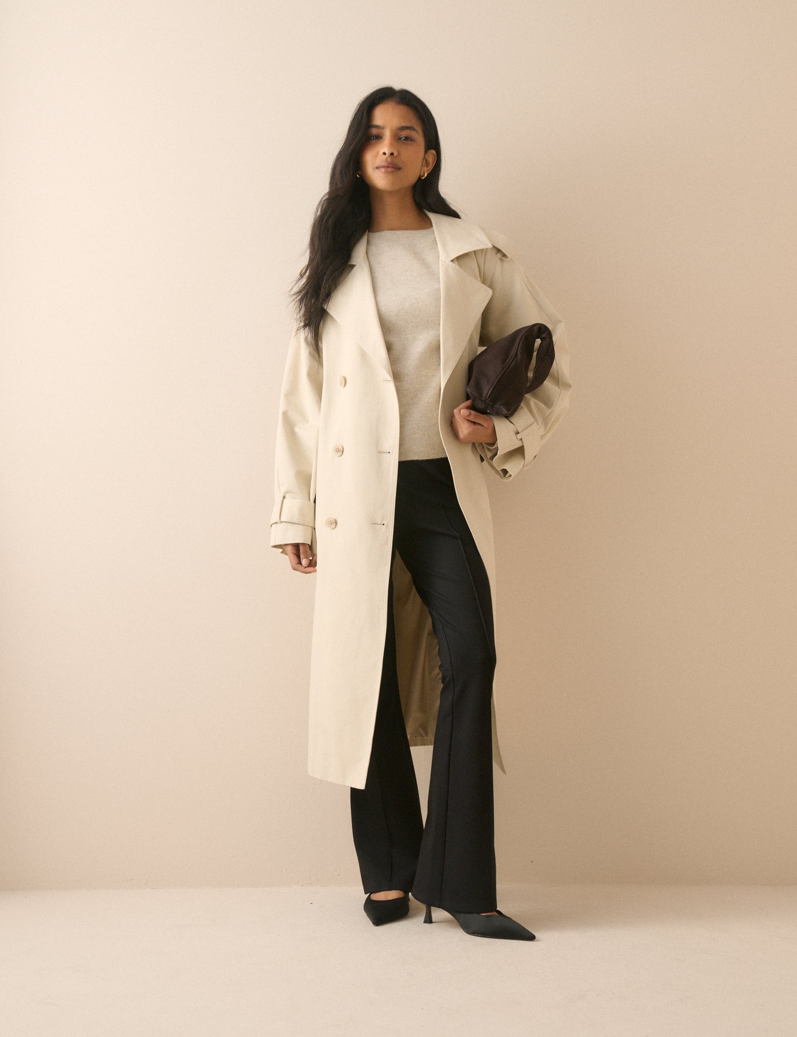 Black Pintuck Ponte Kick Flare Trousers