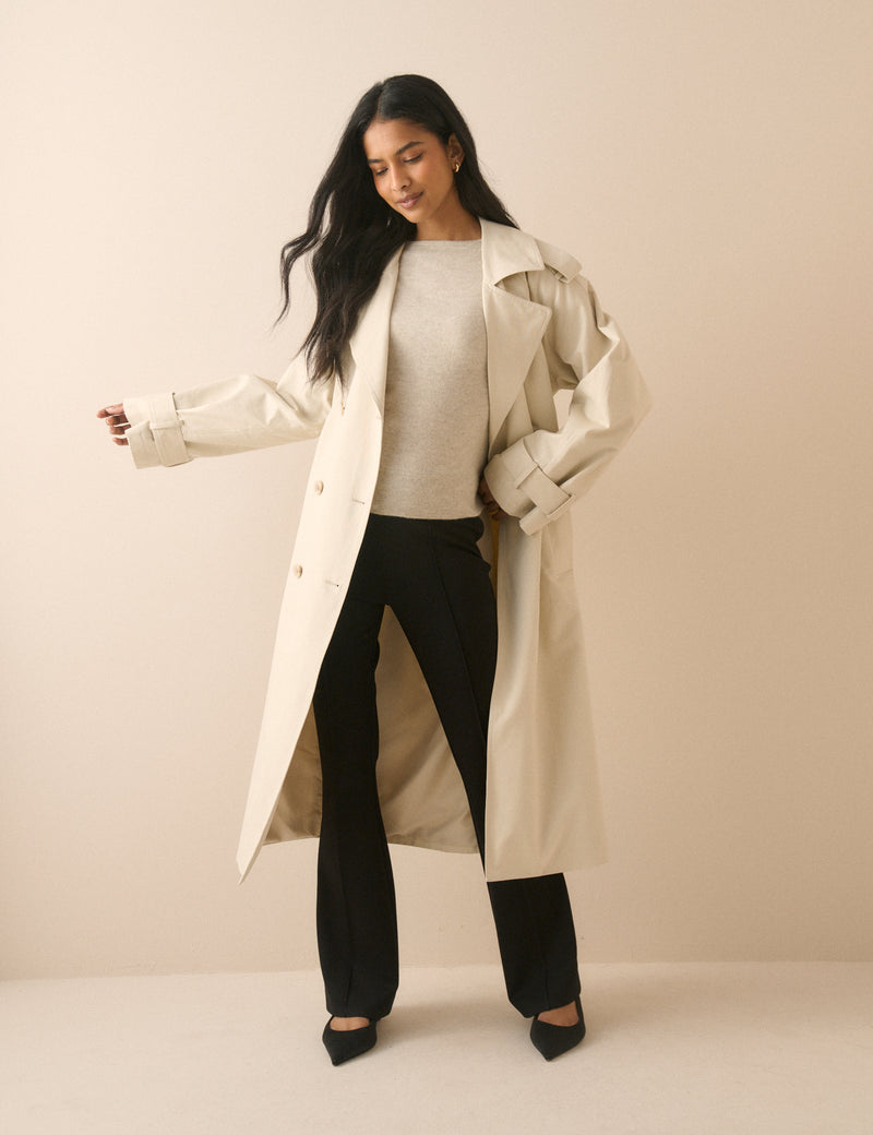 Black Pintuck Ponte Kick Flare Trousers
