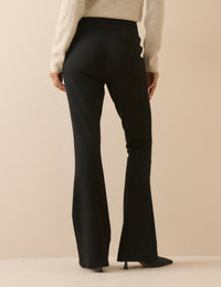 Black Pintuck Ponte Kick Flare Trousers