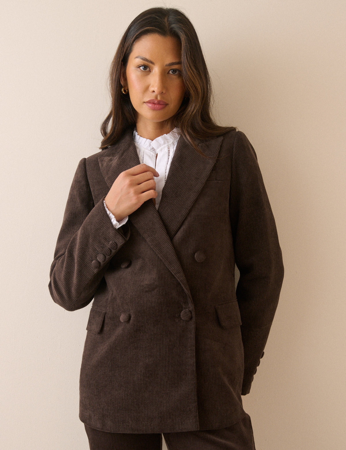 Brown Cord Double Breasted Alicia Blazer