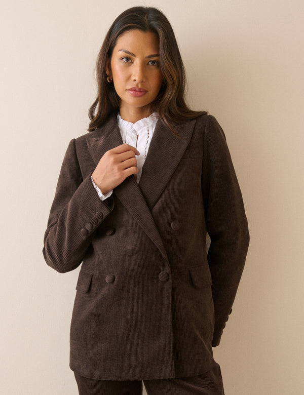 Brown Cord Double Breasted Alicia Blazer