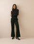 Dark Green Cord Flared Trousers