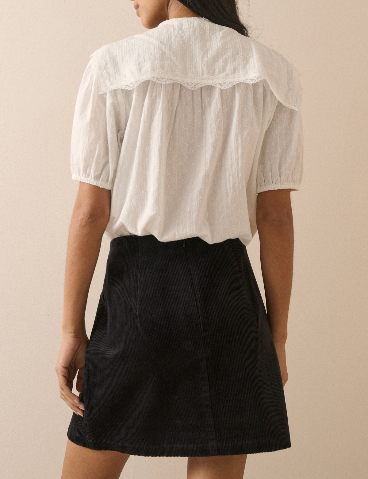 Black Cord Patch Pocket Mini Skirt