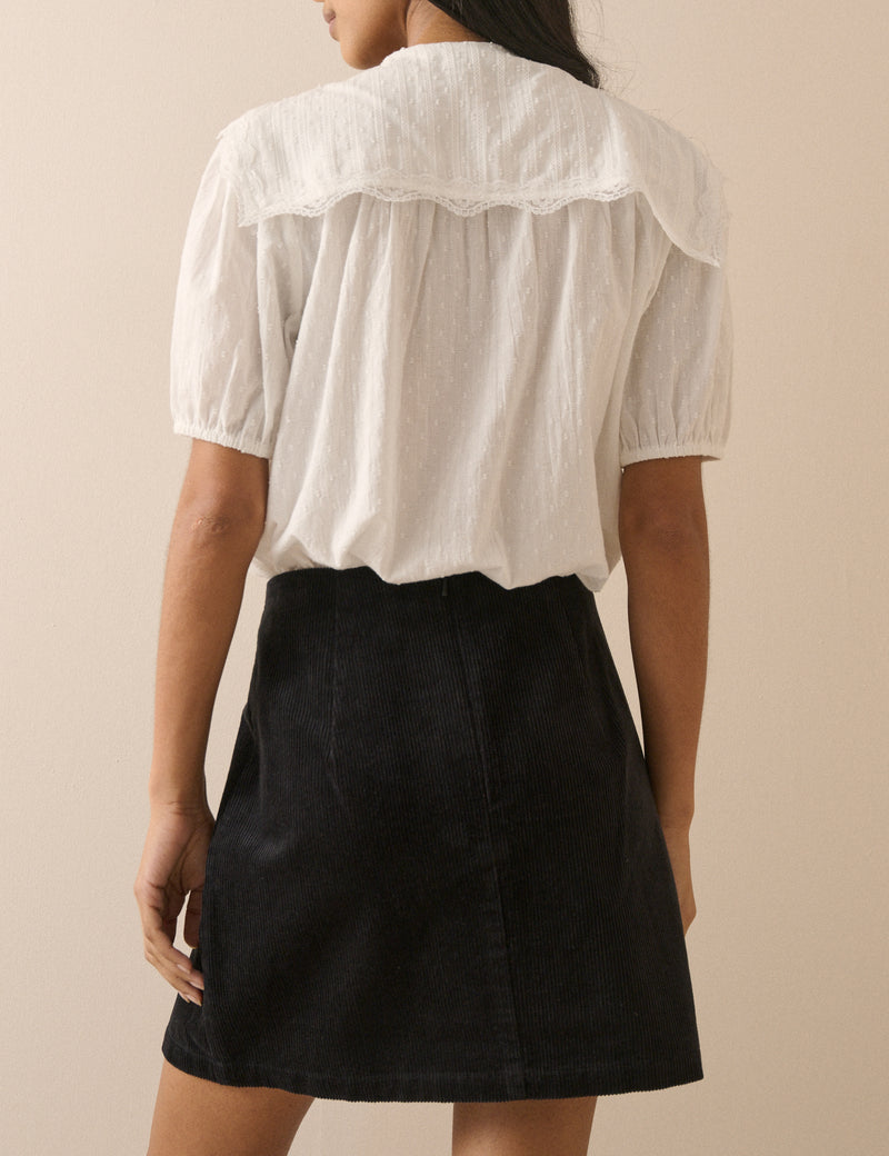 Black Cord Patch Pocket Mini Skirt