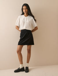 Black Cord Patch Pocket Mini Skirt