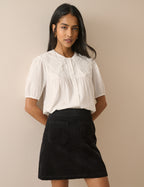 Black Cord Patch Pocket Mini Skirt