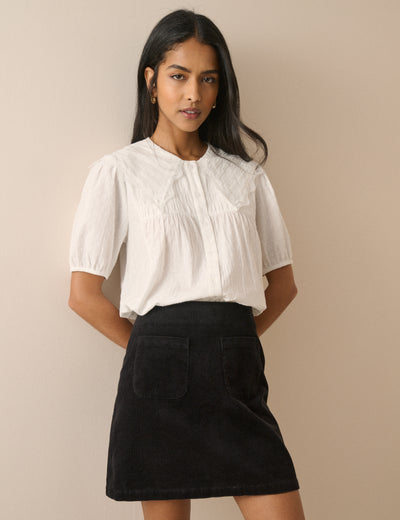 Black Cord Patch Pocket Mini Skirt