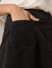 Black Cord Patch Pocket Mini Skirt