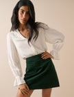 Forest Green Cord Patch Pocket Mini Skirt