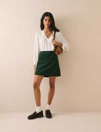 Forest Green Cord Patch Pocket Mini Skirt