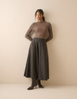 Grey and Brown Tartan High Waisted Skirt