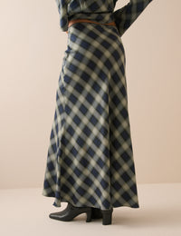 Navy Check Otto Maxi Skirt