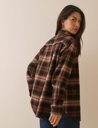 Navy and Brown Check Flannel Shirt