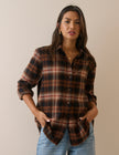 Navy and Brown Check Flannel Shirt