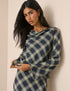 Navy Check Cowl Neck Top