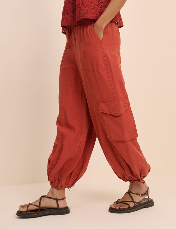 Red Utility Balloon Trousers