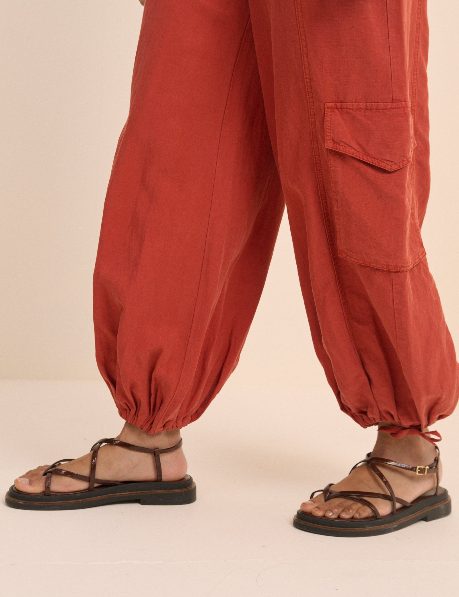 Red Utility Balloon Trousers