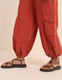 Red Utility Balloon Trousers