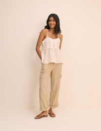 Sand Straight Leg Cargo Trousers