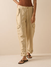 Sand Straight Leg Cargo Trousers