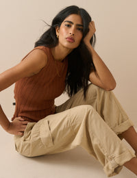 Sand Straight Leg Cargo Trousers