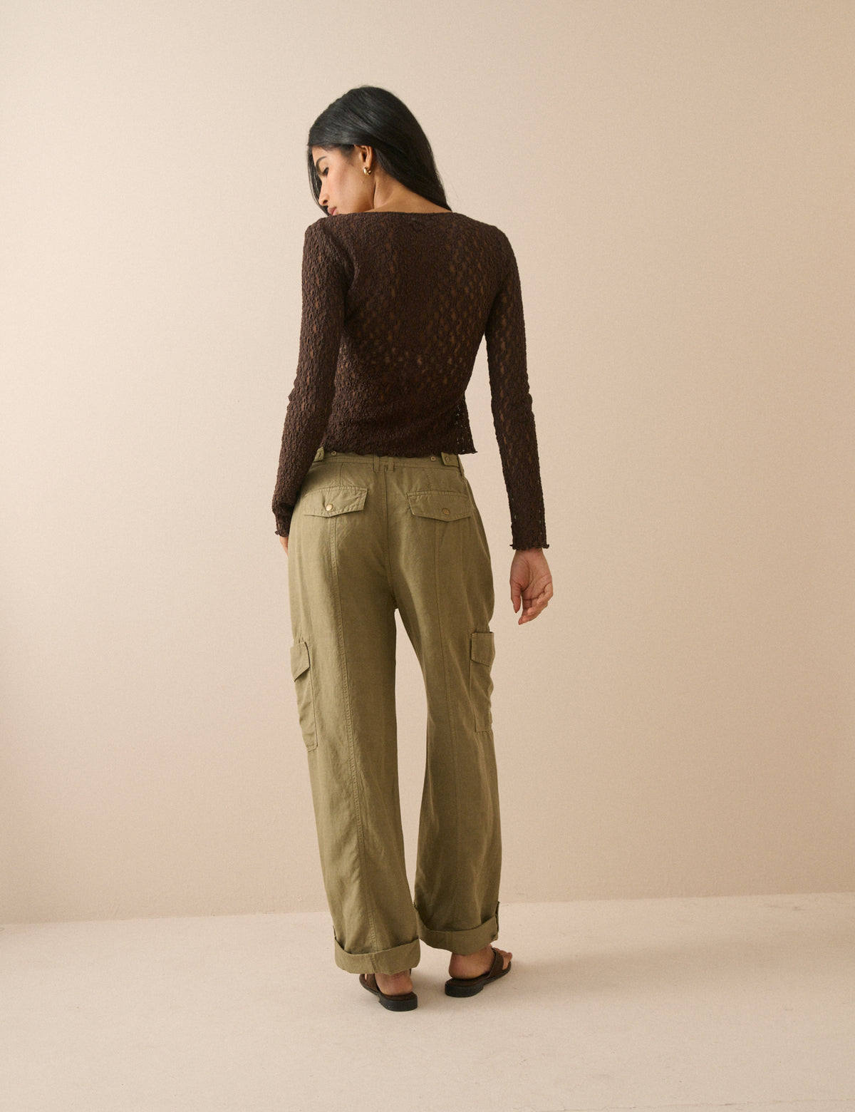 Khaki Straight Leg Cargo Trousers