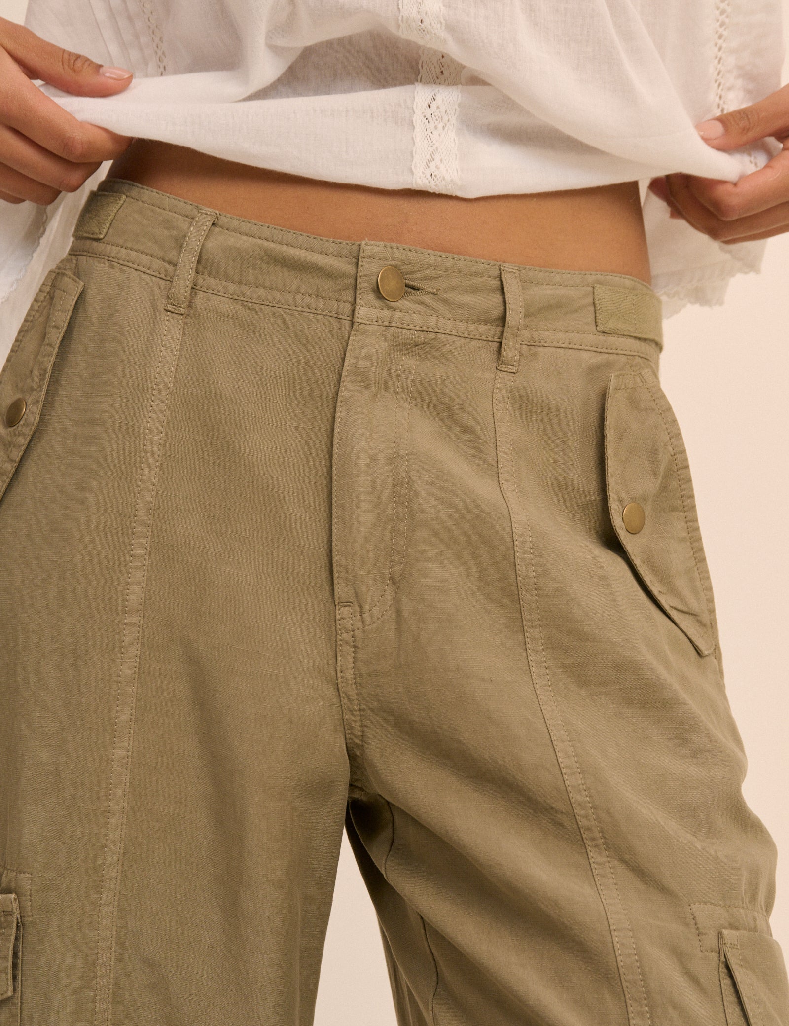 Khaki Straight Leg Cargo Trousers