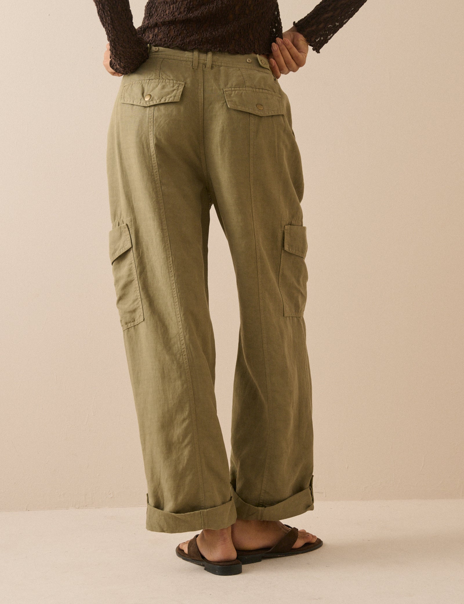 Khaki Straight Leg Cargo Trousers
